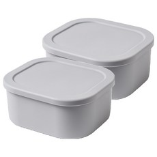 廚房工廠粉彩矽膠方形密封容器灰色 500 毫升, 2個, 500ml