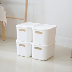 BONOHOUSE 食品儲藏室整理收納箱, 4個, 白色, S(188 x 265 x 162 mm)