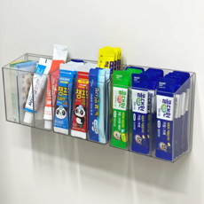 homelune 黏貼式3格智慧收納盒, 3個, 透明