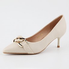 dangolunni 女士細高跟鏈條裝飾費雷羅高跟包鞋 5公分