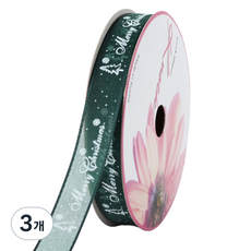 knockone 聖誕節歐根紗緞帶 15mm, 3個, 綠色, 15m