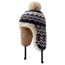 Parajuni 民族風刷毛內襯護耳戶外運動帽 HJ0843, 海軍藍, 1個