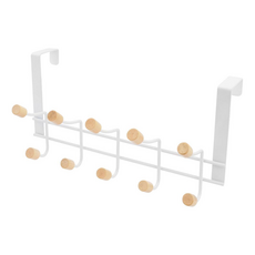 TRENY 日式經典門後掛勾 五勾 鐵製 410g 最大門板厚度4.5cm, 白色, 1個