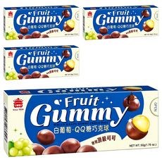 義美 白葡萄QQ糖巧克球, 50g, 4盒