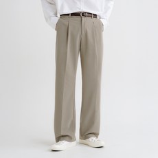 ZETA 男士單褶半寬版隱藏式鬆緊帶西裝褲