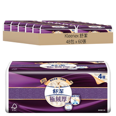 Kleenex 舒潔 極絨厚抽取衛生紙 60張, 8包, 6袋