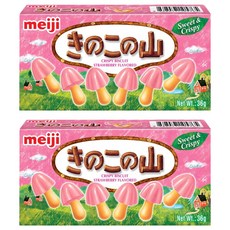 meiji 明治 香菇造型餅乾 草莓口味, 36g, 2盒