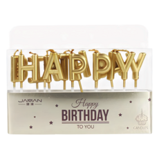 JAMAN Happy Birthday 生日蠟燭 2.8cm, 1組, 香檳金