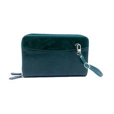 真皮頭層油蠟牛皮2WAY雙拉鍊4卡位肩背皮夾 錢包/長夾/女夾 LH928