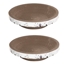 高精 圓形貓抓窩, 木板色, 2個