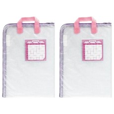 SONiC A4手提文件袋, L行拉鍊袋 超大開口 課本考卷收納 PVC材質, 紫色, 2個