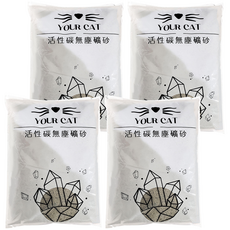YourCat 你的貓 原礦破碎砂 活性碳無塵礦砂, 6kg, 4包, 無味