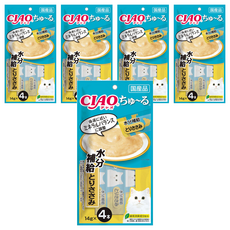 INABA CIAO 啾嚕肉泥 水分補給 14g x 4入 日本國產 條狀包裝方便餵食, 水分補給 雞肉, 56g, 5袋
