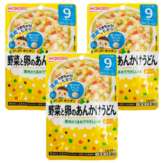 WAKODO 和光堂 嬰兒即食食品 蔬菜雞蛋羹烏龍麵, 9個月以上寶寶適用, 蔬菜雞蛋, 80g, 3包