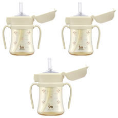 토비앤몰리 유아용 PPSU 원터치락 빨대컵, 180ml, 3개, 돗람이 바닐라