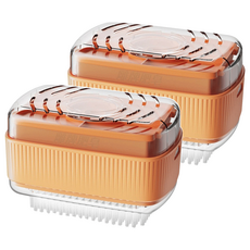 二合一肥皂洗衣刷/肥皂盒, 粉橘色, 2個