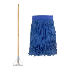 DAILED PLUS 鋼製拖把桿 120cm + 拖把布 400g 套組, 1套, 混合顏色(拖把桿), 深藍色(拖把布)