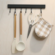 Unitree 移動式廚房掛架 6鉤 黏貼式, 1個, 黑色