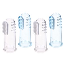 PiYOPiYO 黃色小鴨 舒適按摩乳牙刷組 0歲以上, 藍色+透明, 2入, 2組