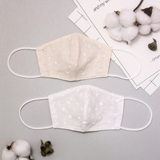 VIDANGIL 孩童刺繡蕾絲棉口罩2入組