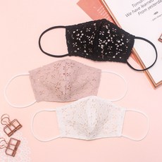 VIDANGIL 孩童緹花蕾絲棉口罩3入組