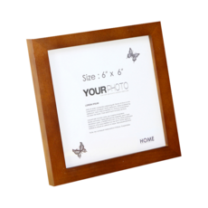 iINDOORS 北歐簡約實木相框 17.6 x 17.6cm 相紙尺寸 (15.2 x 15.2 cm), 6 x 6吋 x 2cm, 咖啡色, 1個