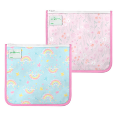 green sprouts 小綠芽 具保溫功能 可重複使用 食物袋 零食袋 三明治袋 小物收納袋 Set 2, 20.9 x 19cm, 彩虹花園