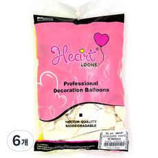 네오텍스 하트풍선 30cm 50p, 스탠다드 화이트, 6개