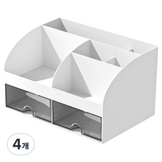 Hataesmall 整齊桌面收納盒 白色 6格收納 2抽屜, 4個, 混合顏色