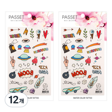 PASSET 水彩紋身貼紙, WT21, 12個