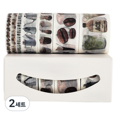 베네블 DIY 데코 다꾸 마스킹테이프 7종 케이스 세트, 커피하우스, 2세트