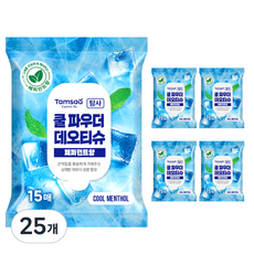 탐사 쿨링 쿨 파우더 데오드란트 물티슈 휴대형 15매, 81g, 25개