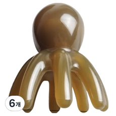 章魚腳指壓刮痧頭皮按摩器, 6個, 棕色