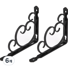層架支撐架 L型支架 托架 愛心裝飾 壁掛層架 固定支撐架, 黑色, 6個