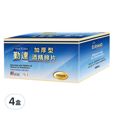 勤達 加厚型酒精棉片, 100片, 4盒
