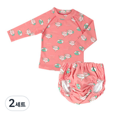 Babyan 孩童泳衣+褲型游泳尿布褲套組 泳圈海豚款, 2套, 大型L