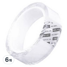 델리 클리어 접착 실리콘 양면 방수테이프 겔타입 두께 1mm x 30mm x 3m 33601, 투명, 6개