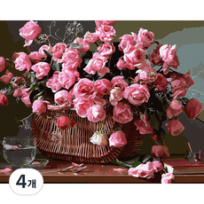 플레이어바웃 유화 피포페인팅 DIY 명화 그리기 40 x 50 cm 장미 바구니, 혼합색상, 4개