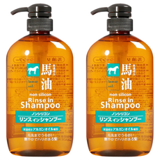 KUMANO 熊野油脂 馬油無矽靈雙效洗潤二合一洗髮精, 600ml, 2瓶