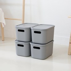 BONOHOUSE 食品儲藏室整理收納箱, 4個, 灰色