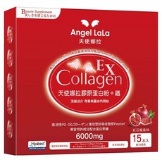 Angel LaLa 天使娜拉 膠原蛋白胜肽粉 + 鐵 頂級成分青春美麗由內開始 紅石榴風味 6000mg, 8g, 15包, 1盒