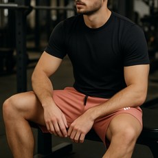 Gudif 男款透氣跑步健身五分日常休閒短褲