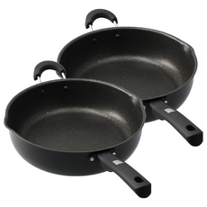 니토리 IH 인덕션 소프트 그립 마블 코팅 다용도 깊은 멀티 프라이팬, 28cm, 2개