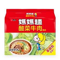 維力 媽媽麵 酸菜牛肉風味 75g, 5包
