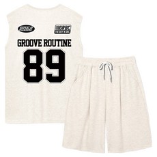 일루소 남녀공용 특양면 리핏루틴89 버뮤다 원턱 트레이닝 민소매 상의 + 반바지 세트