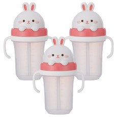 에디슨 프렌즈 흘림방지 입체 빨대컵2, 300ml, 3개, 흰토끼래니