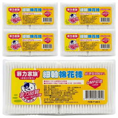 菲力家族 棉花棒 細軸, 600支, 5包