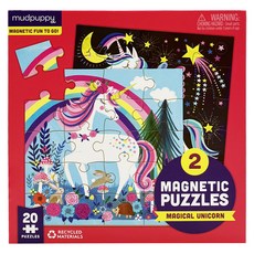 mudpuppy 磁性拼圖 魔法獨角獸 40片 2組 便攜式三折磁性板, 1盒