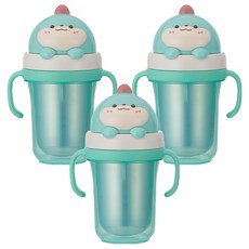 에디슨 프렌즈 흘림방지 이중 스텐 빨대컵2, 300ml, 3개, 공룡에디노