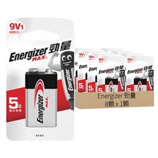 Energizer 勁量 9伏特鹼性電池，5年儲存期限, 1顆, 8顆
